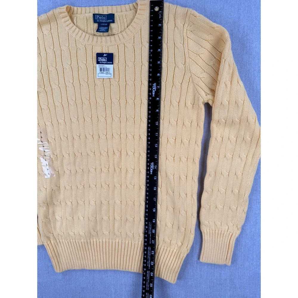 Polo Ralph Lauren Kids Yellow Cable Knit Cotton Sweater Boys Large 14-16 NWT